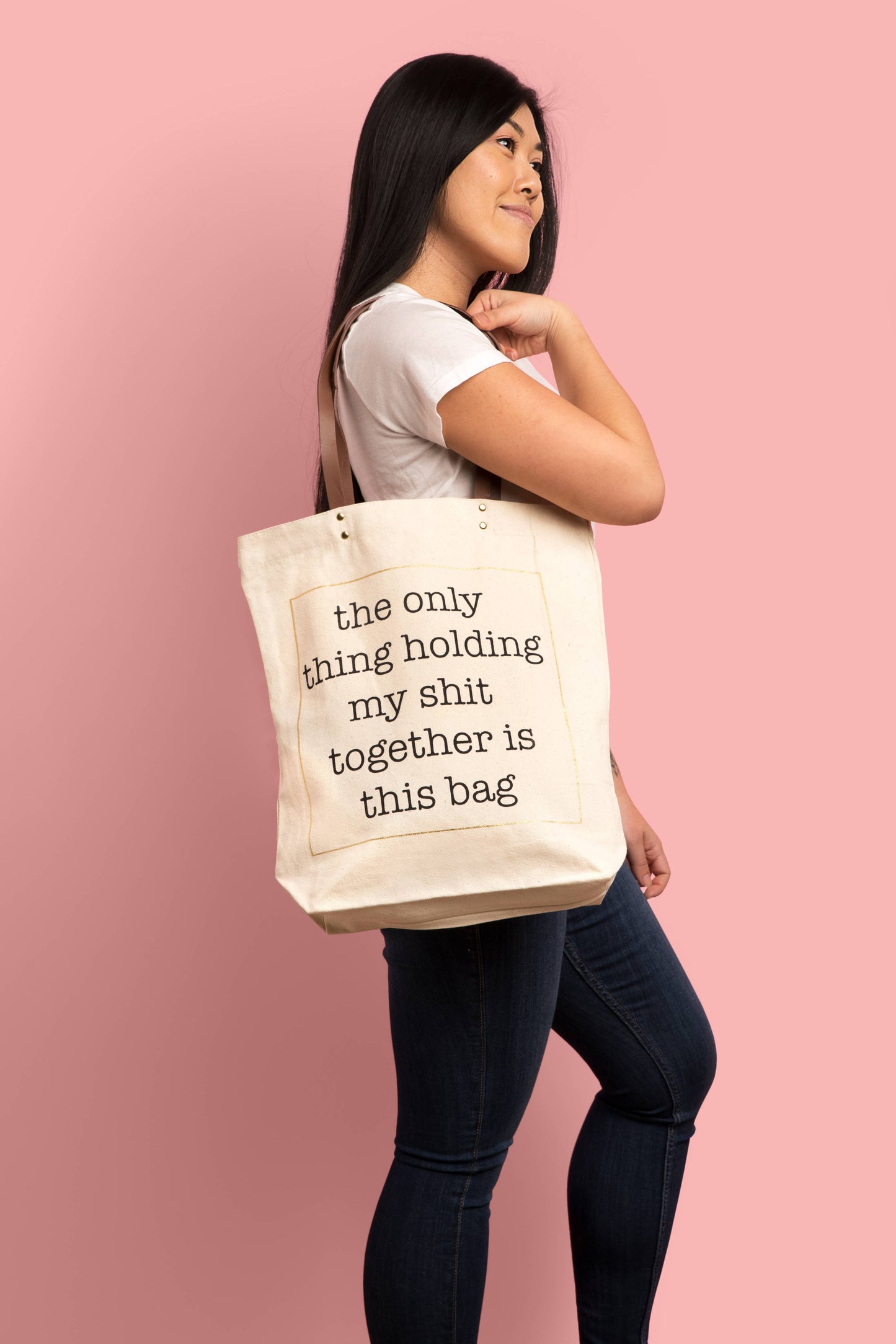 FUN CLUB - Shit Together Tote Bag (funny mom grocery unique canvas)