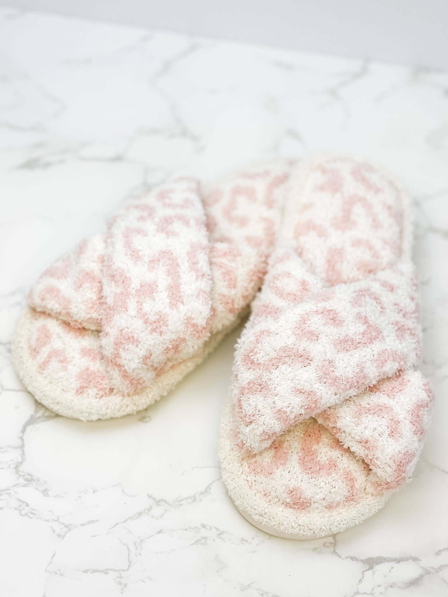 Prep Obsessed Wholesale - Leopard Criss Cross Fuzzy Slippers