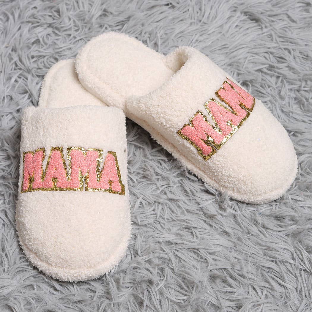 Fashion City - MAMA Chenille Patched Home Slippers