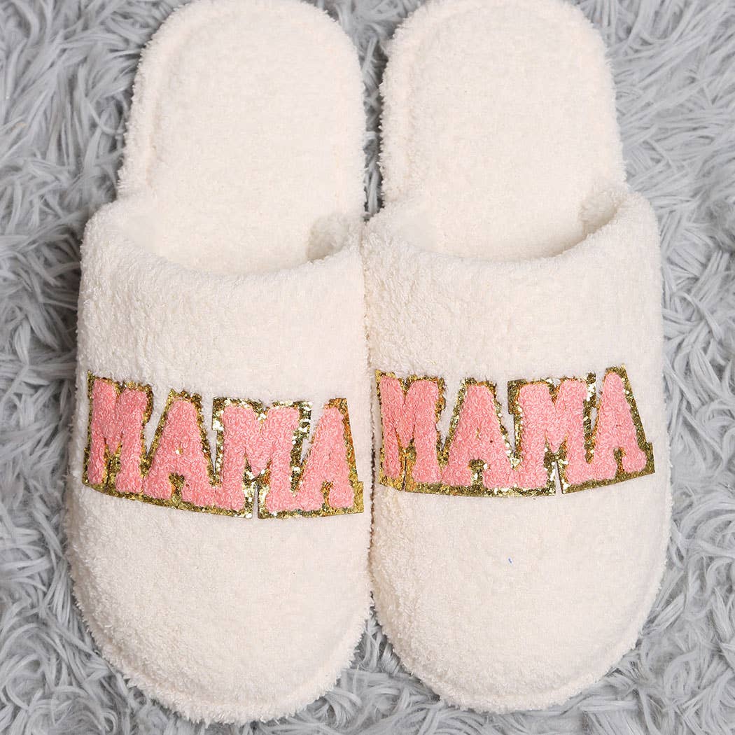 Fashion City - MAMA Chenille Patched Home Slippers
