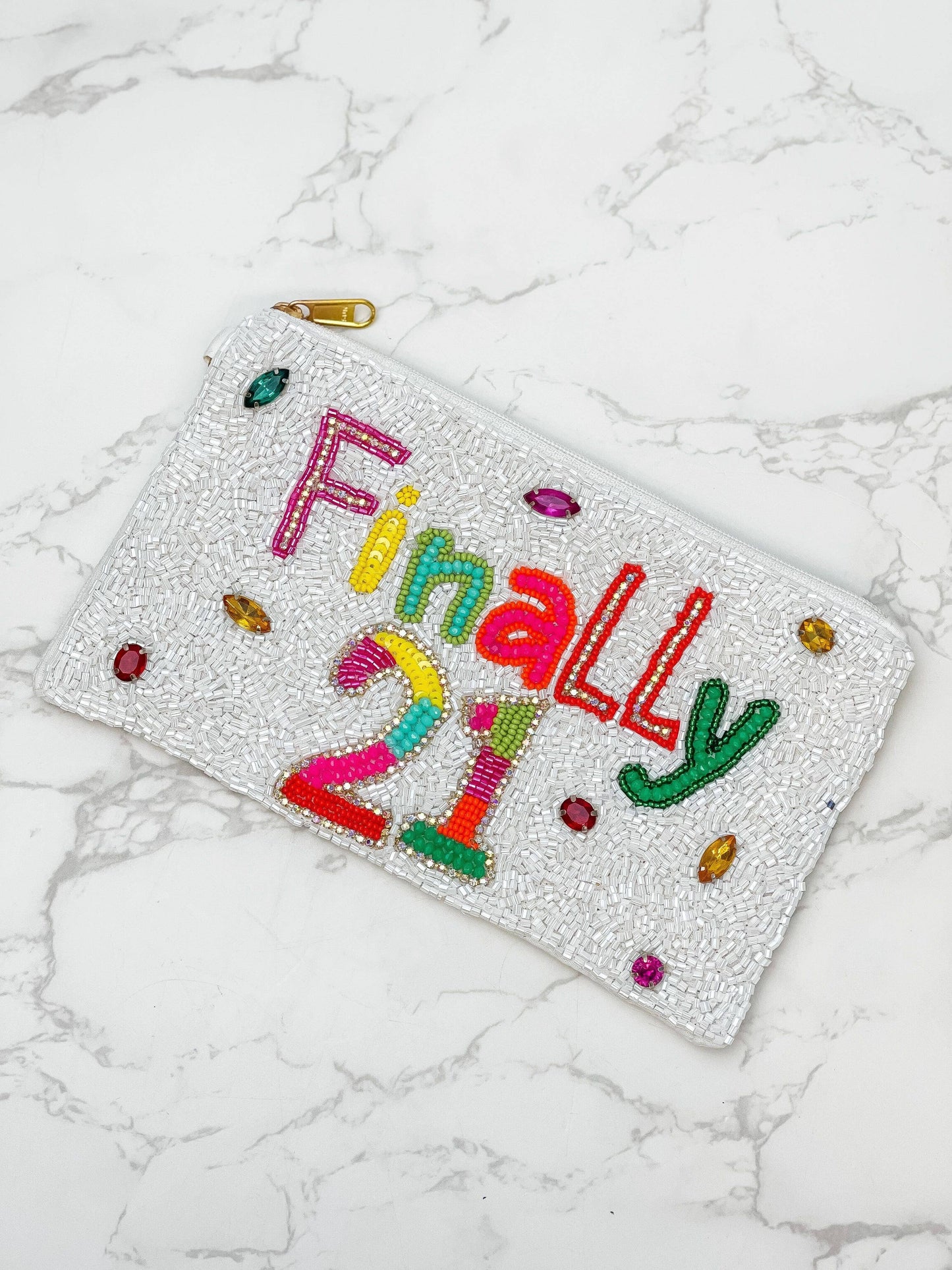 'Finally 21' Beaded Wristlet