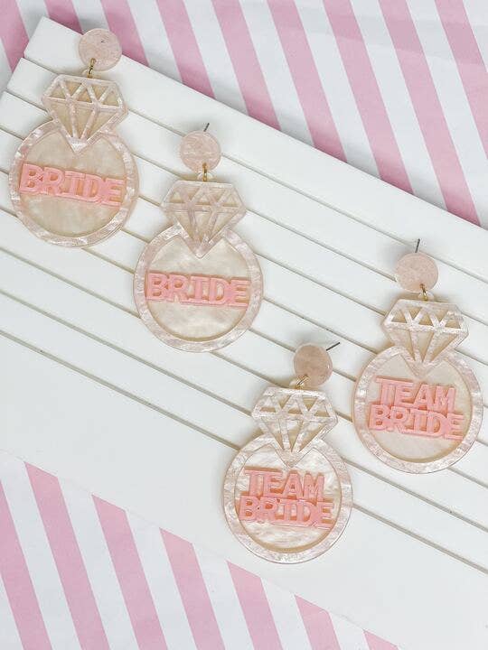 Bride Collection-Acrylic 'Team Bride' Ring Dangle Earrings