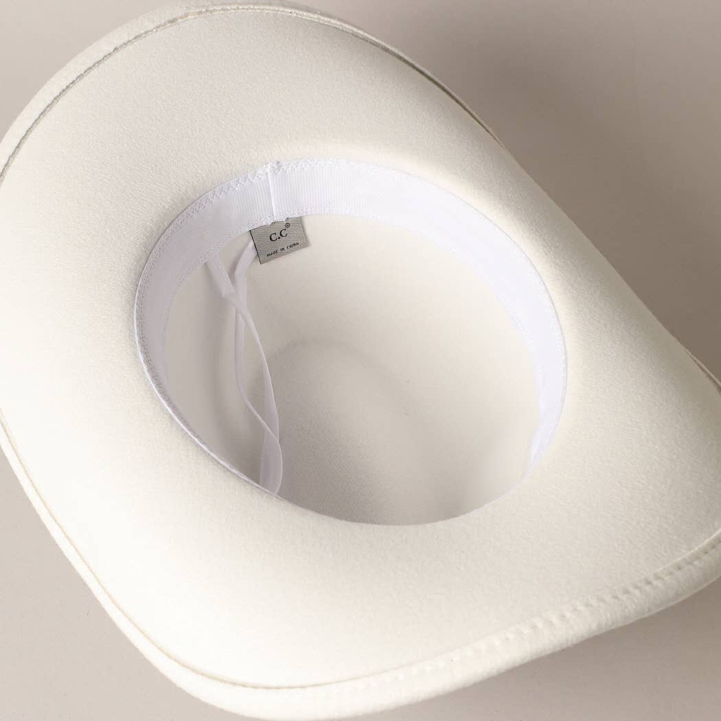 Fashion City - Vegan Felt-Made BRIDE Pearl Cowboy Hat