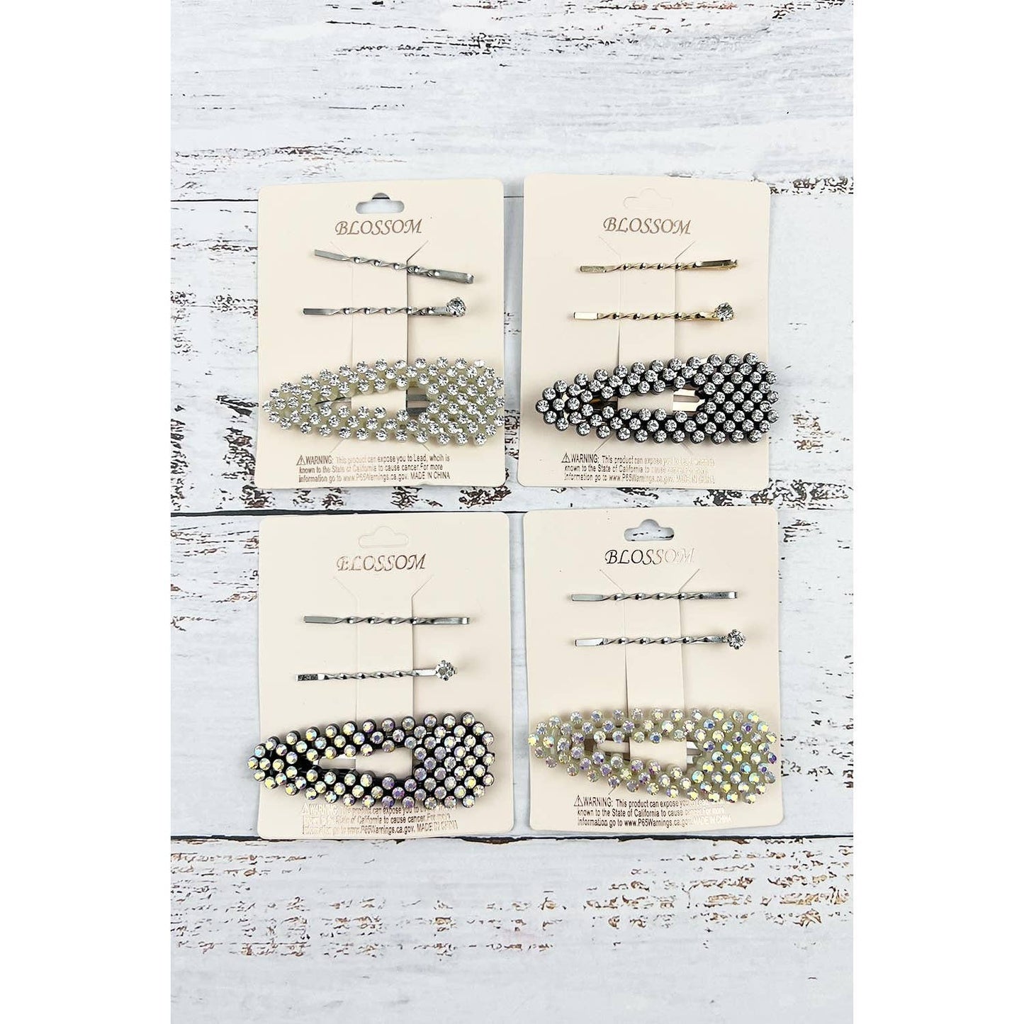 RHINESTONE HAIR CLIP-3 PIECES SET