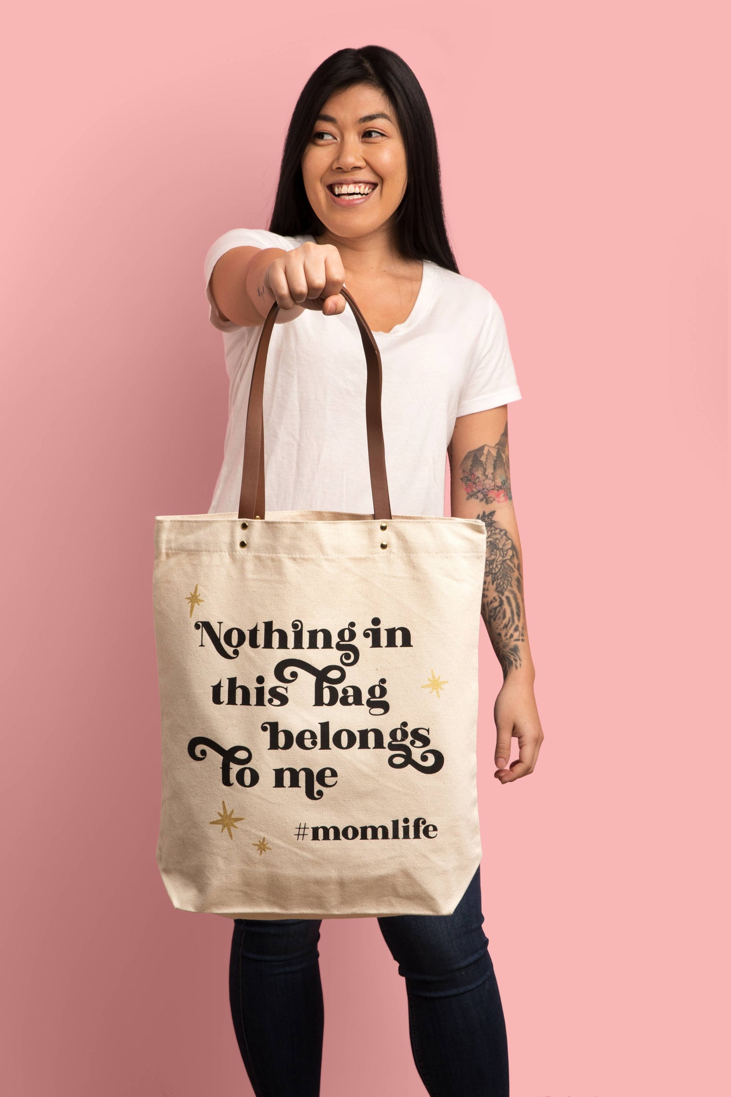 FUN CLUB - Hashtag Mom Life Tote Bag (spring, mothers day, gifts