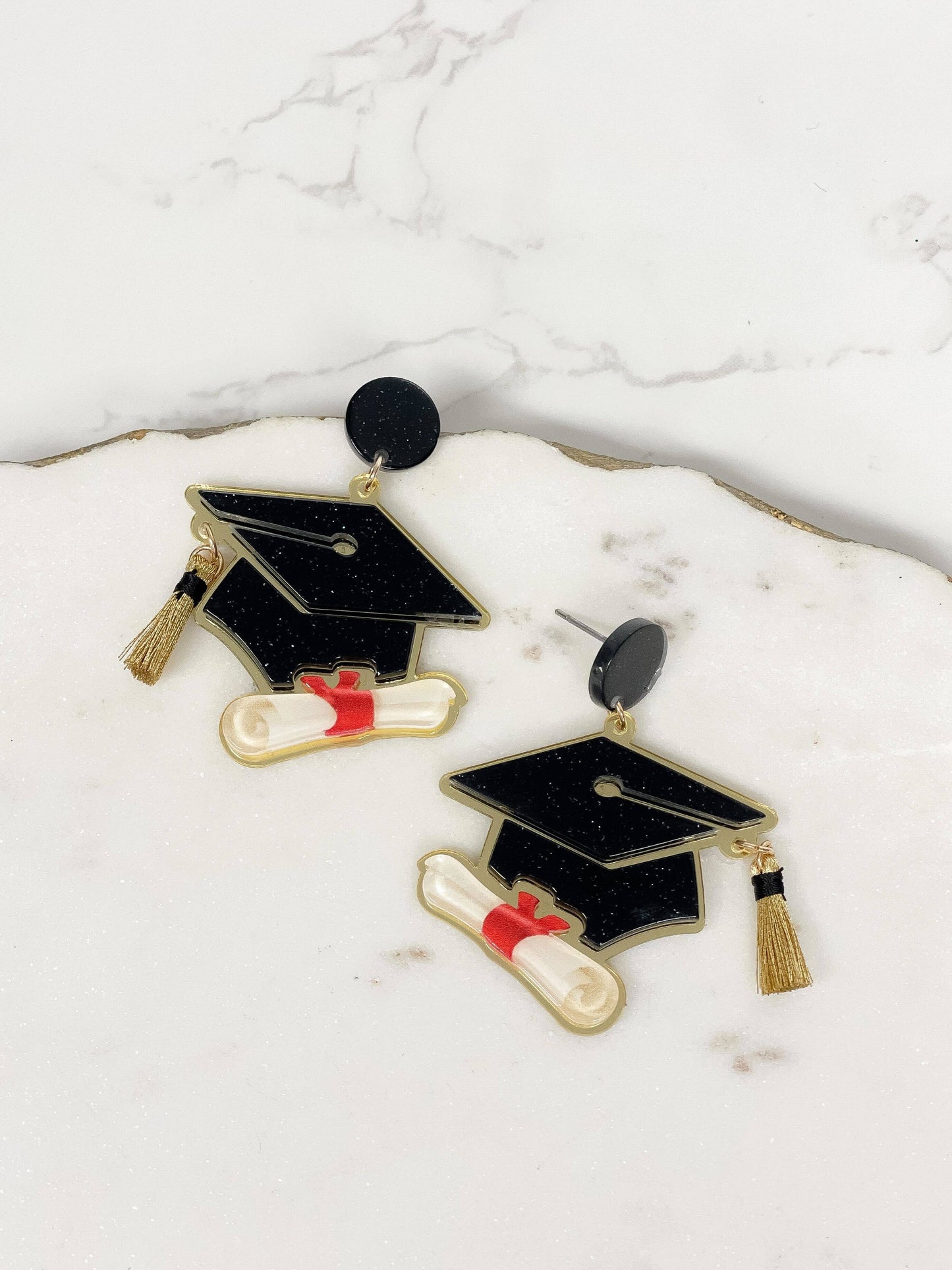 Prep Obsessed Wholesale - Bachelor Cap Acrylic Dangle Earrings