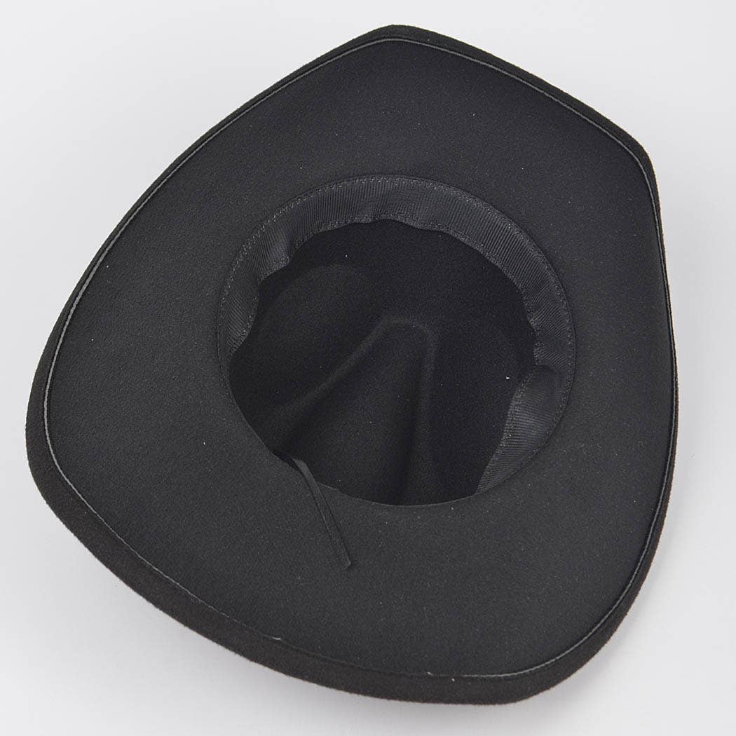 3AM BY H&D ACCESSORIES - Fringe Rhinestone Faux Wool Cowboy Hat