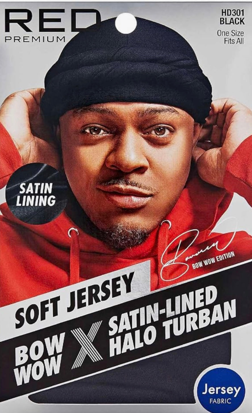 Red by Kiss Satin Lined Halo Turban-Black