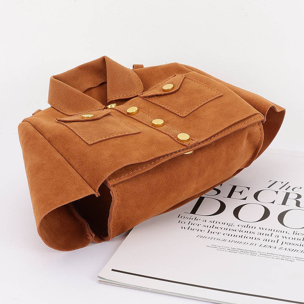 Faux Suede Jacket Crossbody Bag