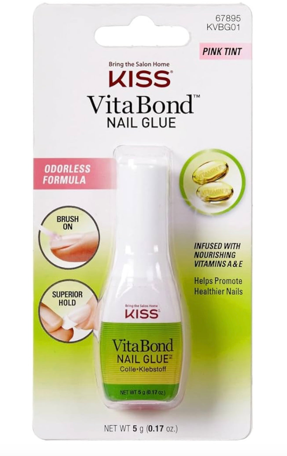 Kiss Vita Bond Nail Glue Pink Tint 0.17 Ounce