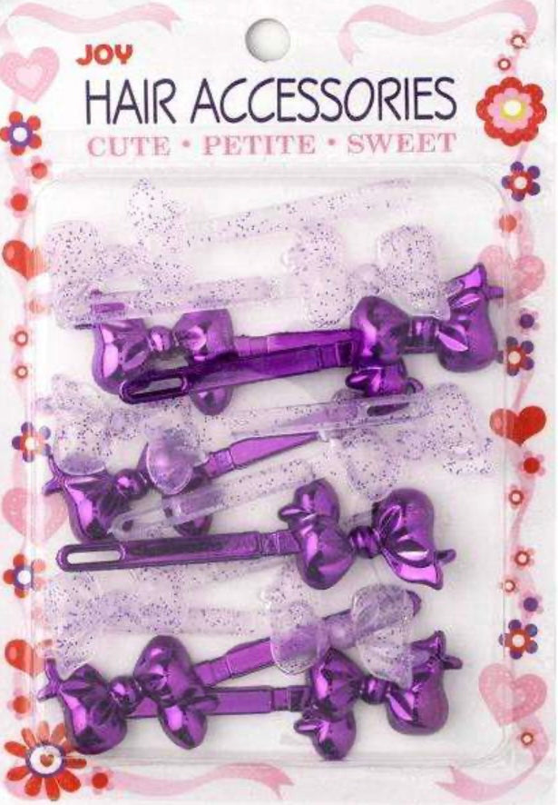 Joy Ribbon Barrette 12ct Assorted Purple