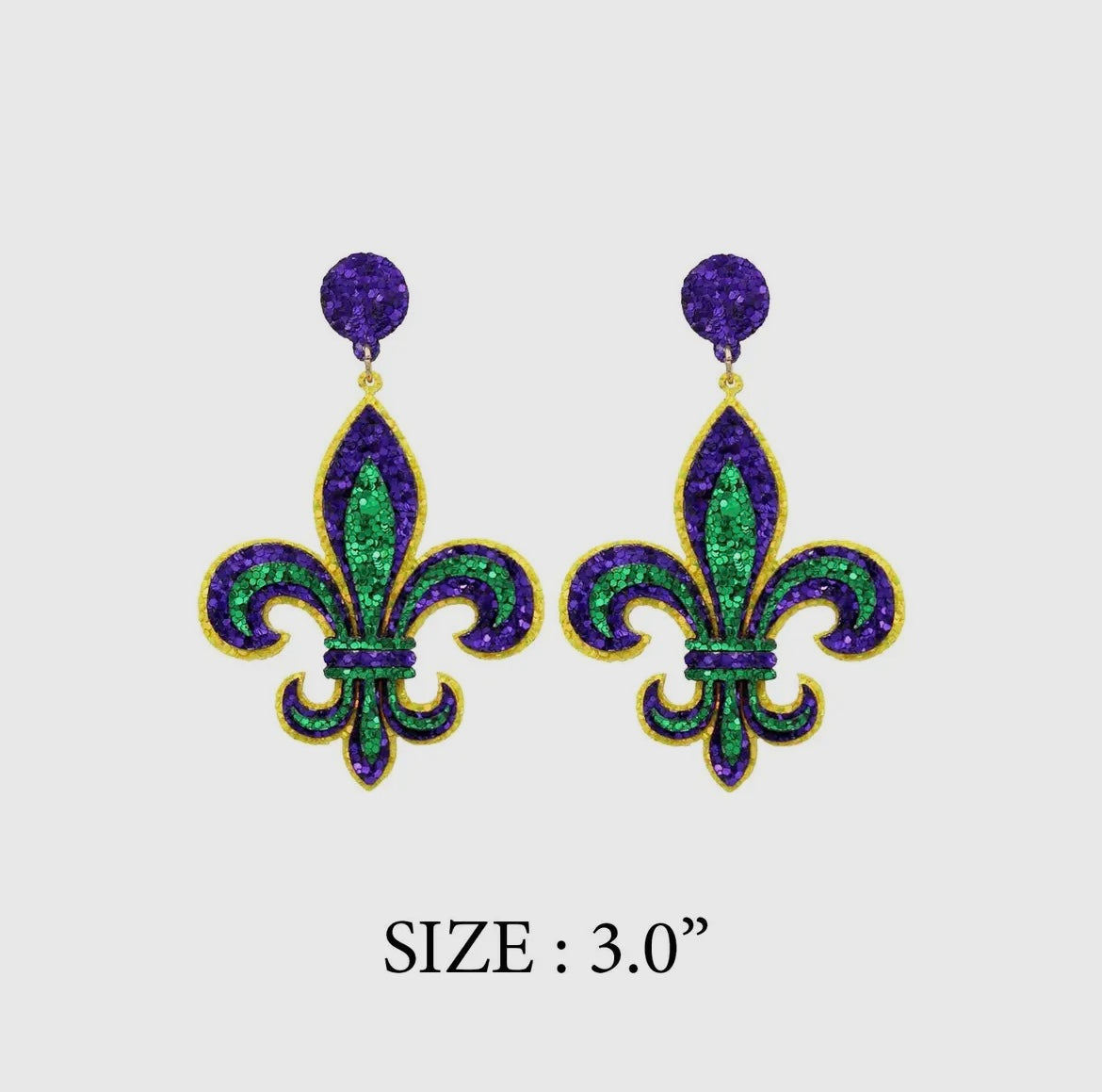 JHP Collection-Fleur De Lis Glitter Leather Post Earring