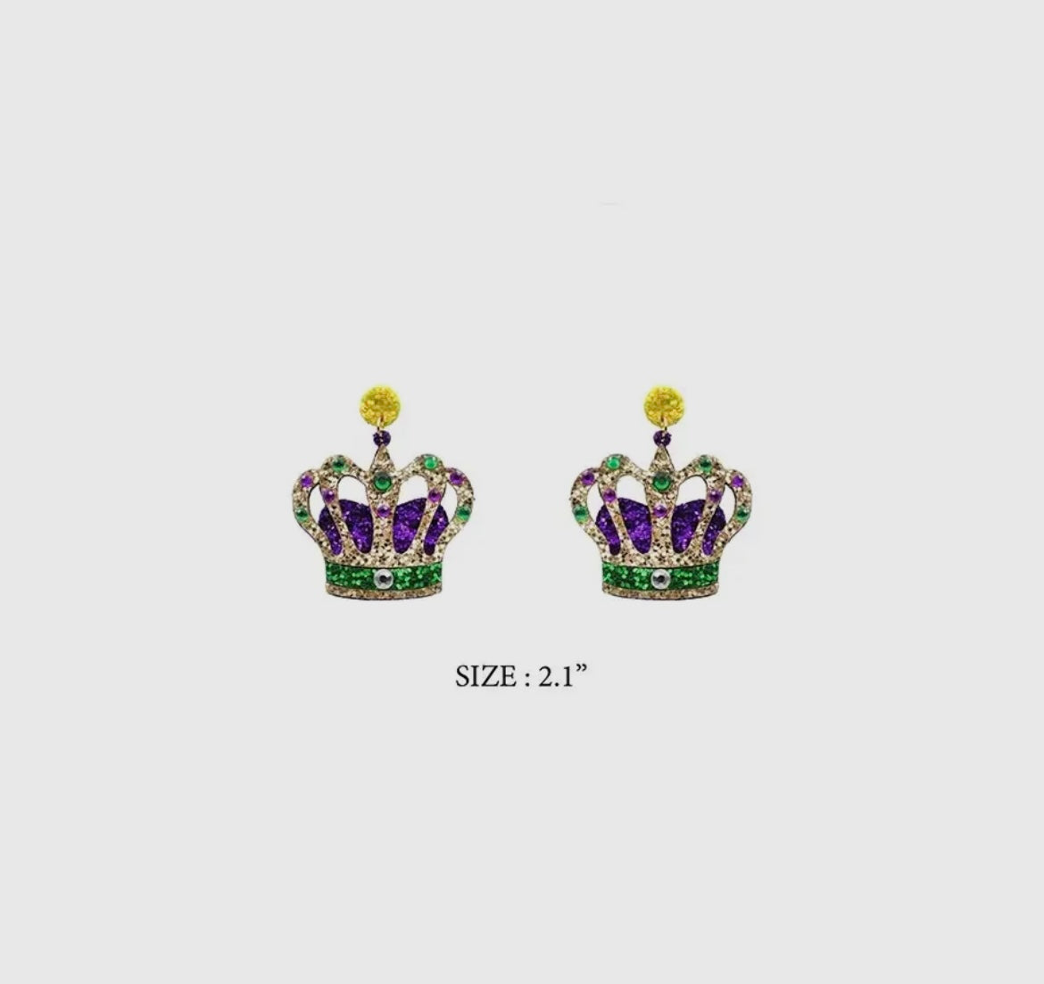 JHP Collection-Mardi Gras Glitter Tiara Post Earring