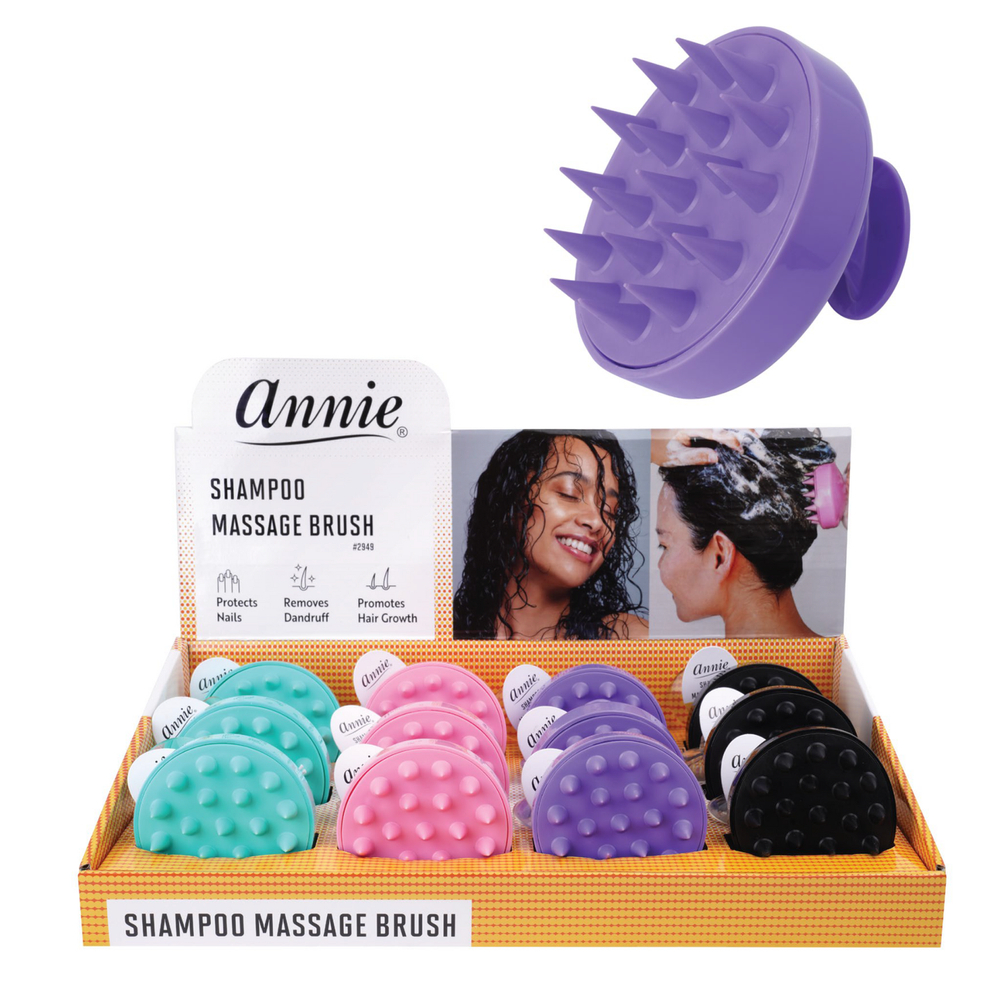 Shampoo and Massage Brush Asst Color