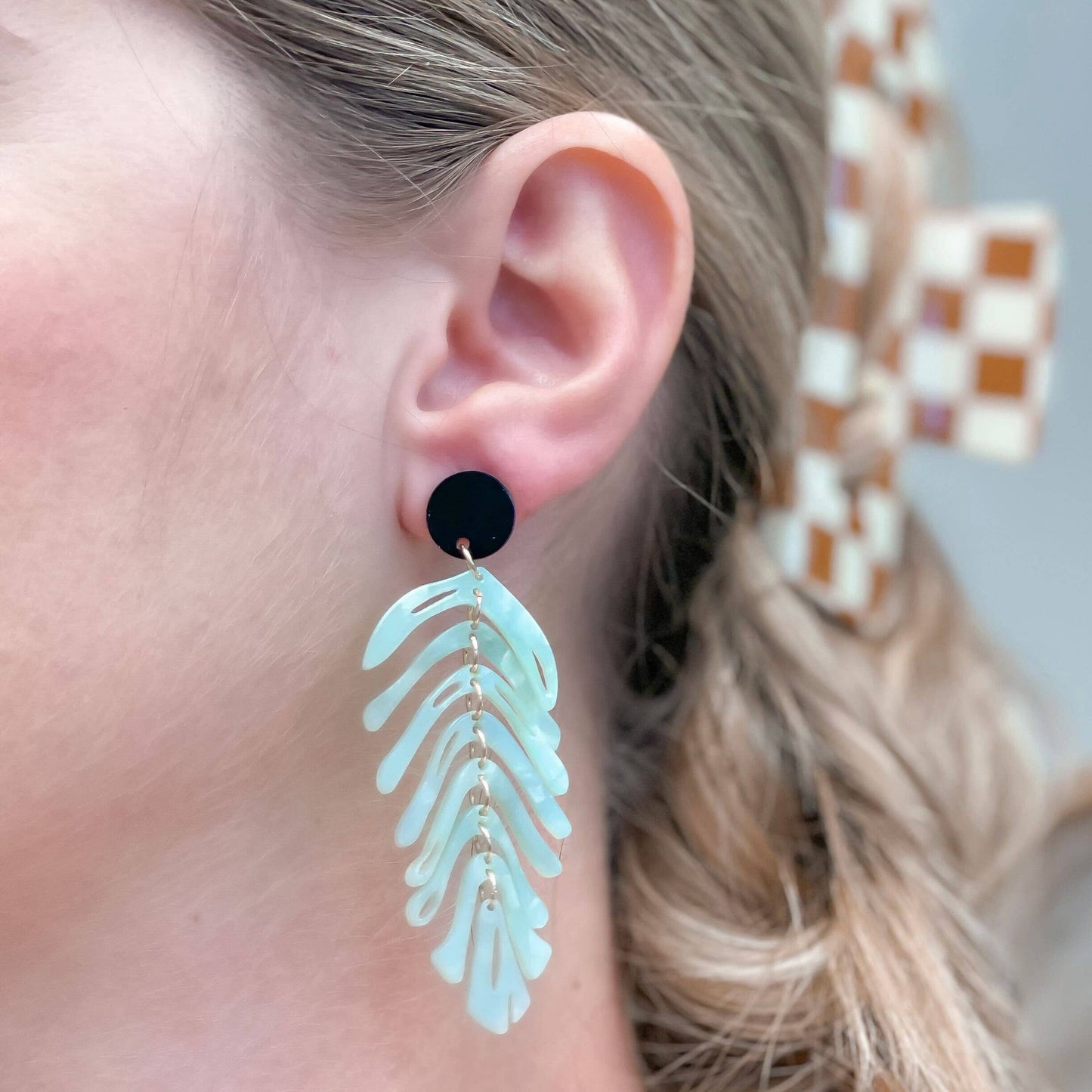 Palm Leaf Resin Dangle Earrings