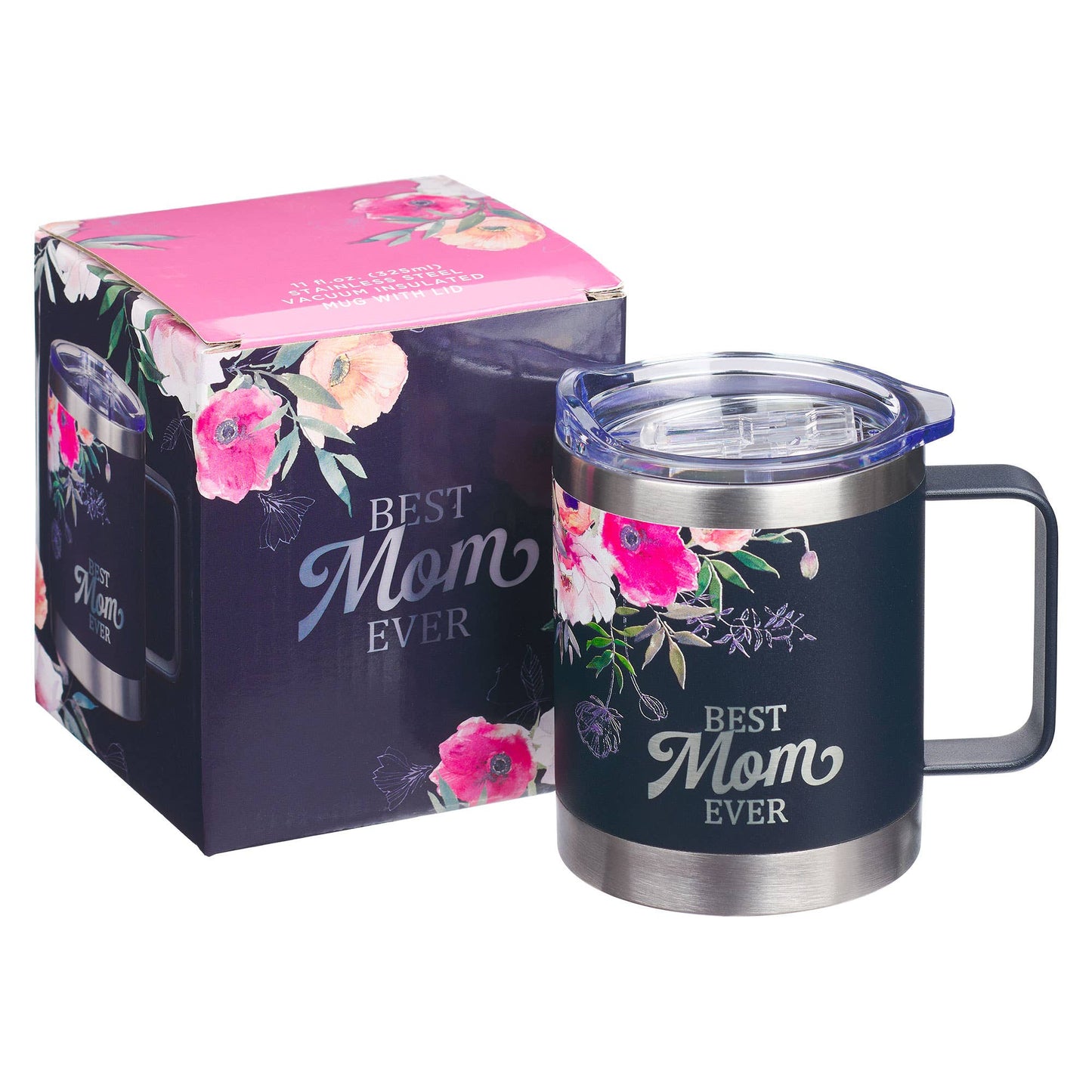 Christian Art Gifts - Mug SS Camp Navy Floral Best Mom Ever