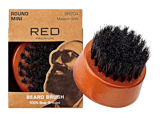 Red by Kiss Beard Brush with 100% Natural Boar Bristles  (Round Mini)