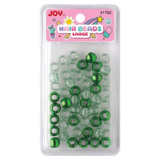 Joy Large Hair Beads 50Ct Green Metallic & Glitter