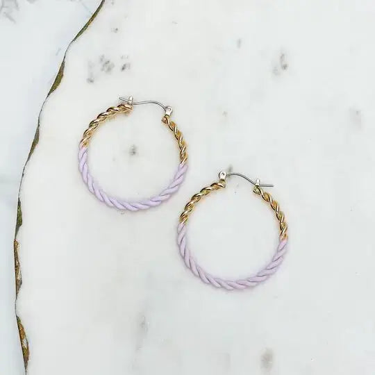 Enamel Gold Twist Hoop Earrings