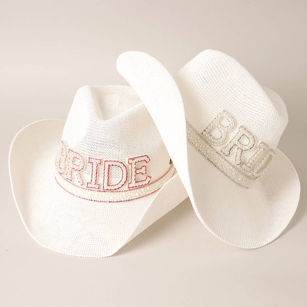 Fashion City - BRIDE Cowboy Hat with Pearl and Rhinestones