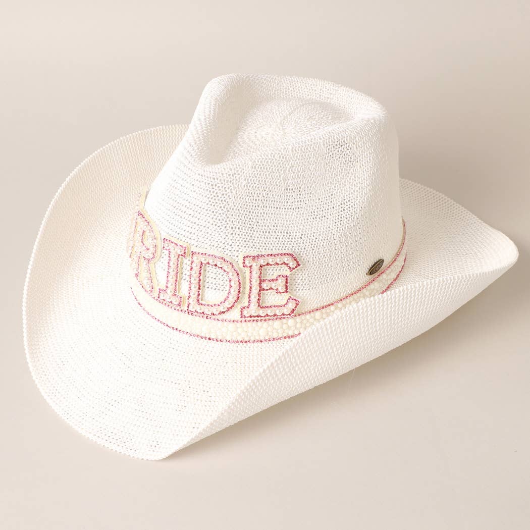 Fashion City - BRIDE Cowboy Hat with Pearl and Rhinestones