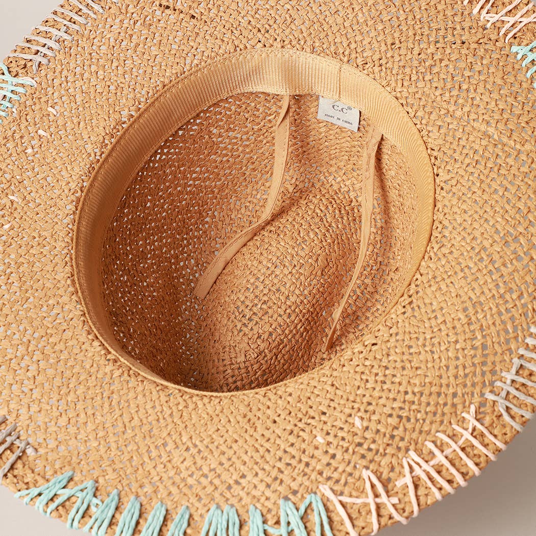 Fashion City - Multi-Colored Stitched Brim Panama Hat