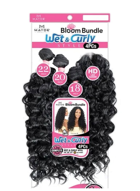 Mayde Beauty Bloom Bundle Wet&Curly 4pcs (18"20"22"+CL)