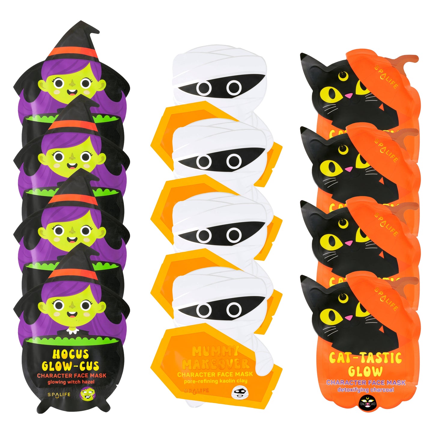My Spa Life - Korean Halloween Sheet Masks – Witch, Mummy, Cat (3-Pack Assortment)