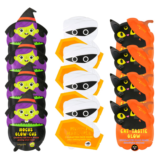 My Spa Life - Korean Halloween Sheet Masks – Witch, Mummy, Cat (3-Pack Assortment)