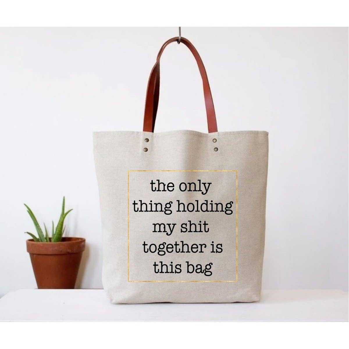 FUN CLUB - Shit Together Tote Bag (funny mom grocery unique canvas)