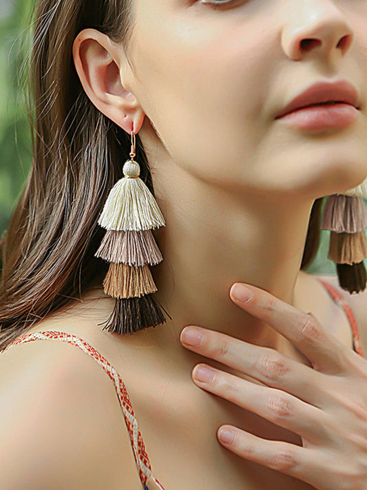 Bohemian Long Tassel Fringe Earrings Hand Made