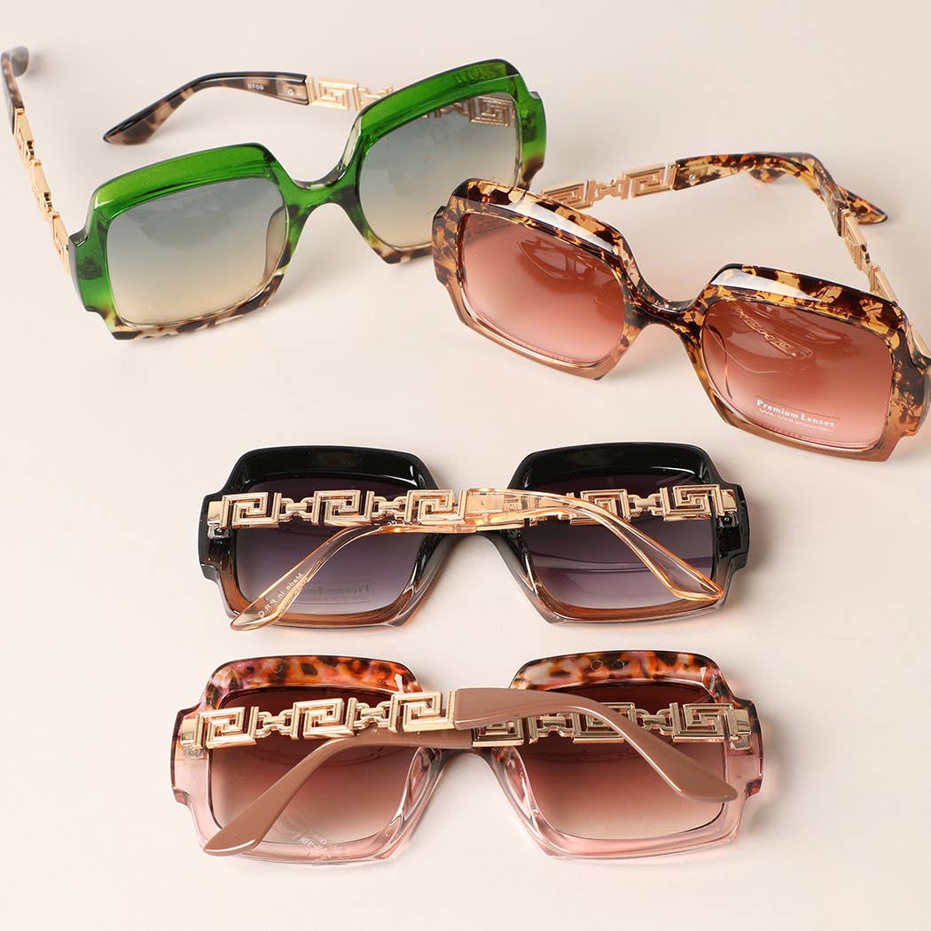 Fashion City - Large Square Shape Mix Color Frame Sunglasses