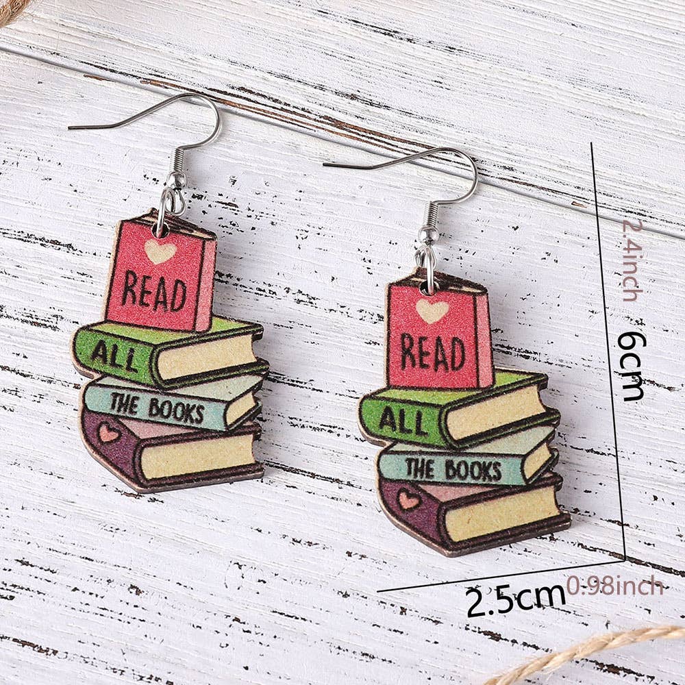 Double Sided Painted Book Earrings