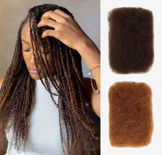 Afro Kinky Human Braiding Hair Bulk No Weft Extension-Pre Stretched 12”
