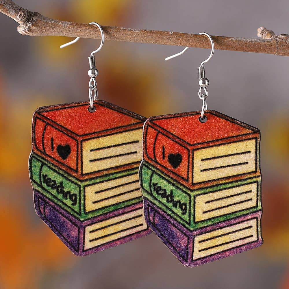 Double Sided Painted Book Earrings