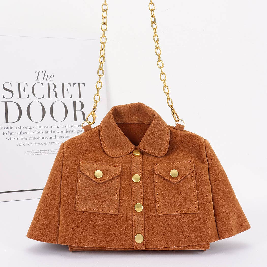Faux Suede Jacket Crossbody Bag