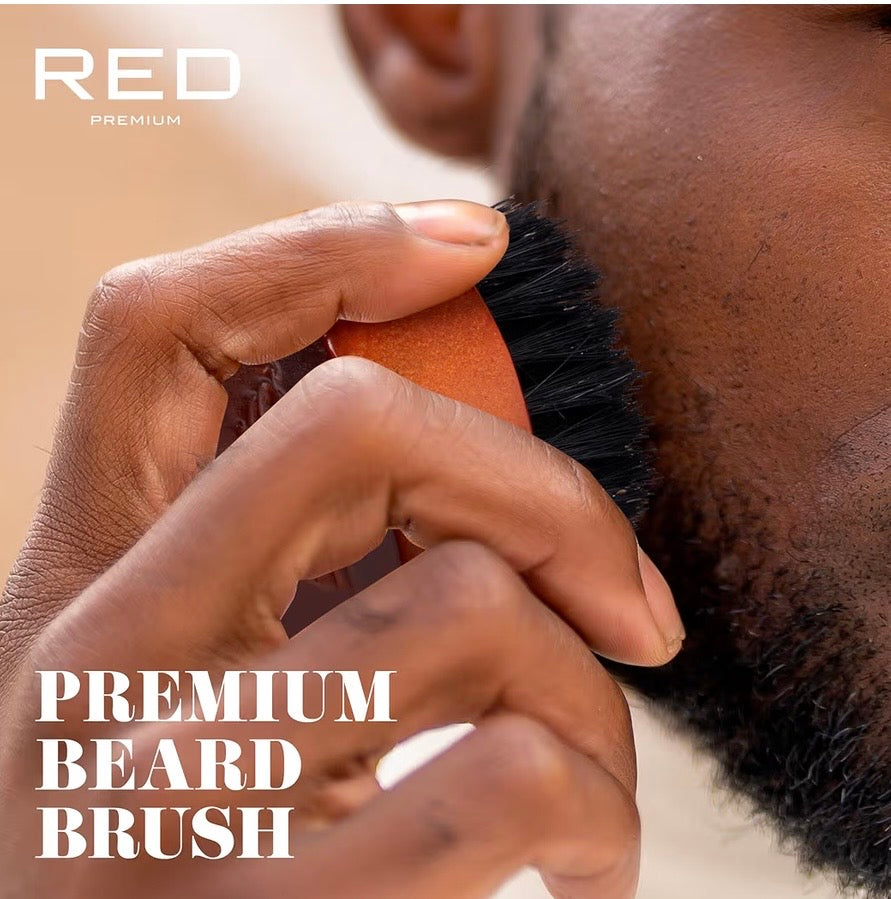 Red by Kiss Beard Brush with 100% Natural Boar Bristles  (Round Mini)