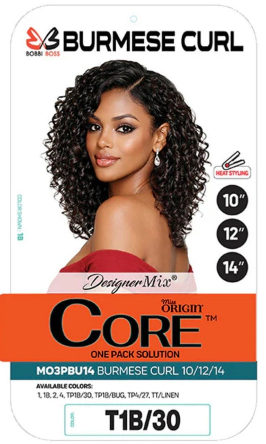 Bobbi Boss Miss Origin CORE 3PCS Synthetic Weaving Hair-Burmese Curly 10”/12”/14”