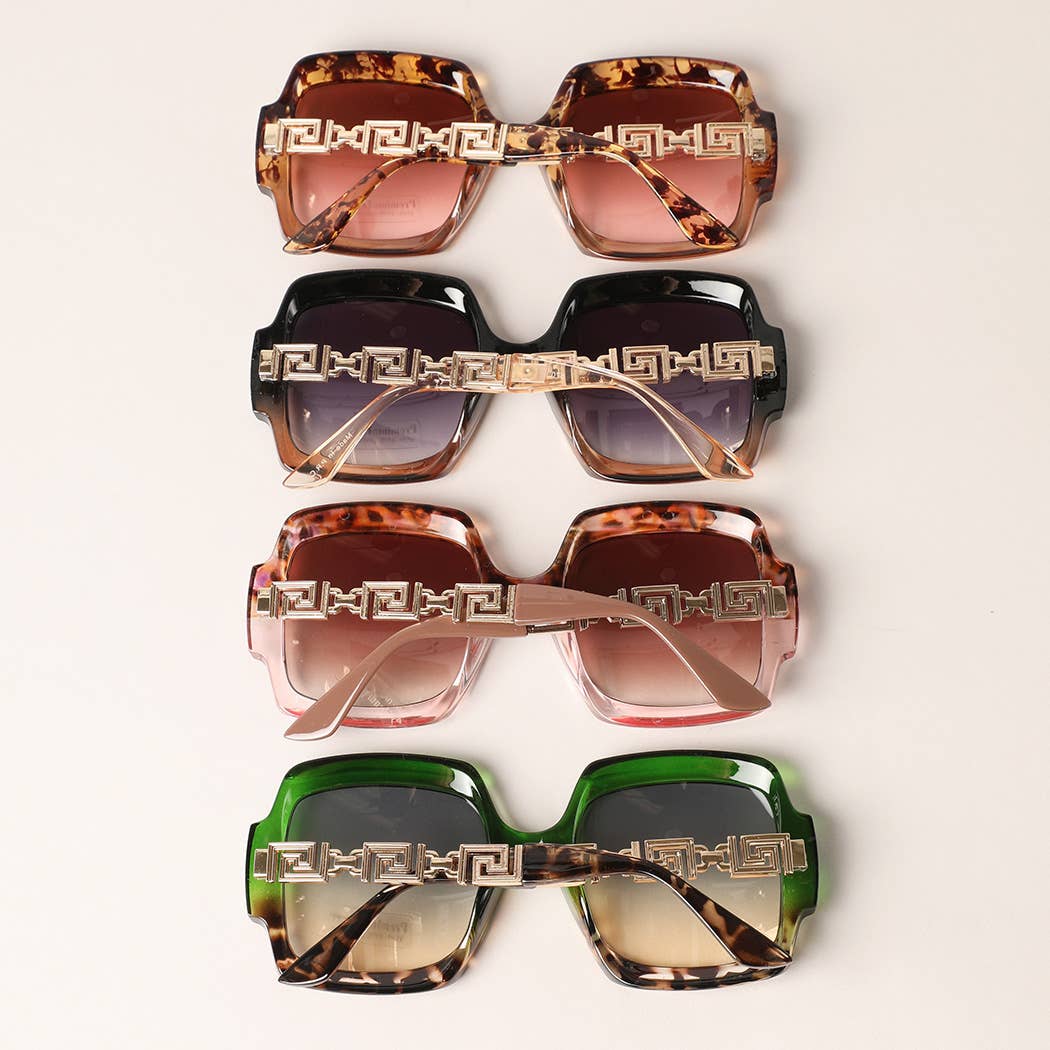 Fashion City - Large Square Shape Mix Color Frame Sunglasses