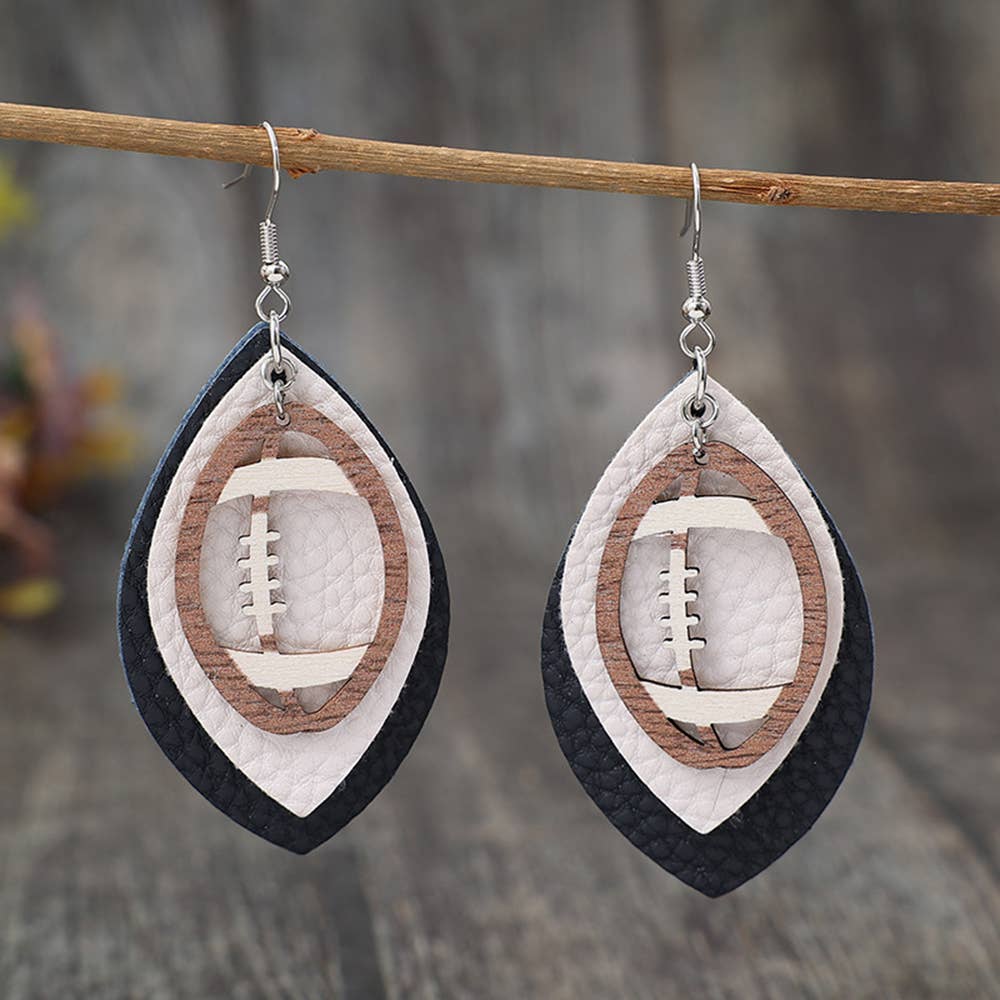 Rugby Multi Layered Sports Style Pu Earrings