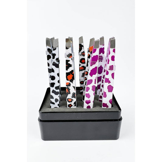 ANIMAL PRINT FACIAL HAIR EYEBROW TWEEZER SET
 PACK OF 12