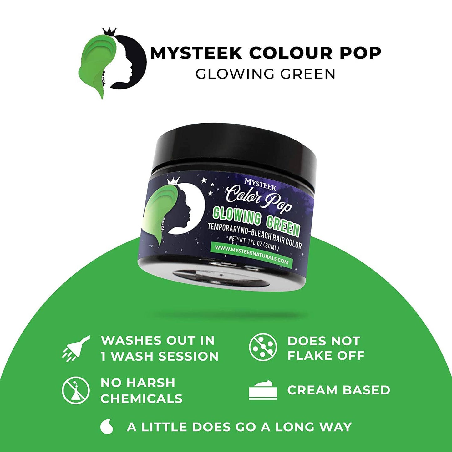 Mysteek Naturals Color Pop Glowing Green