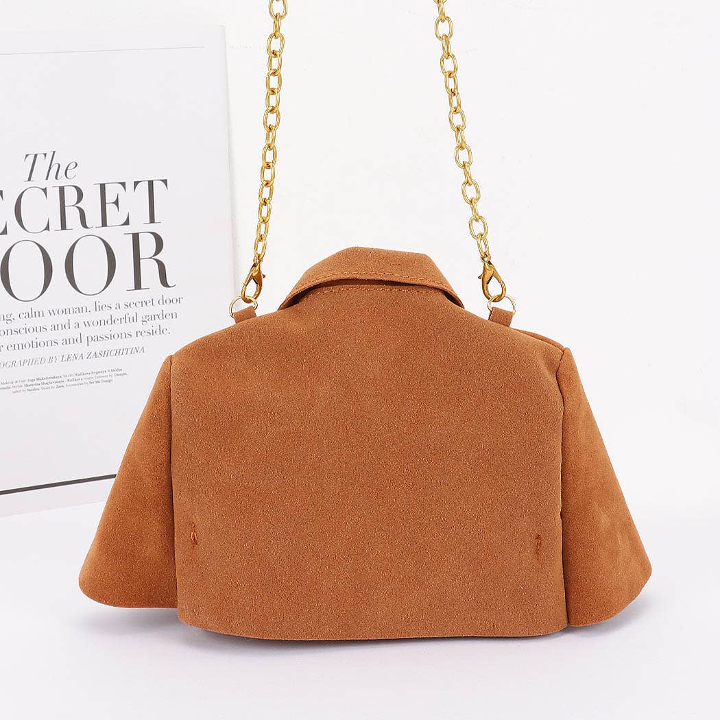 Faux Suede Jacket Crossbody Bag