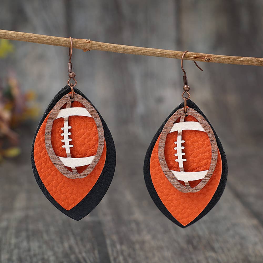 Rugby Multi Layered Sports Style Pu Earrings