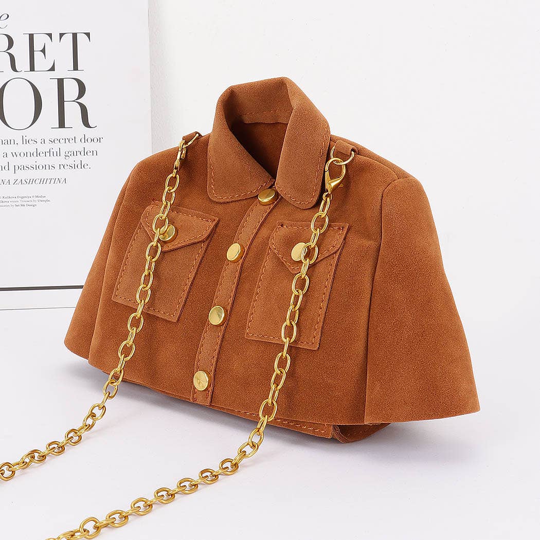 Faux Suede Jacket Crossbody Bag