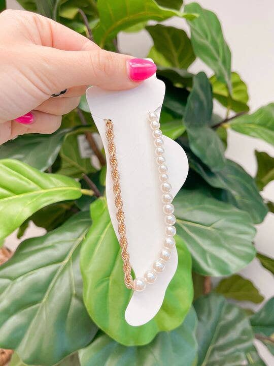 Pearl & Rope Chain Ankle Bracelets