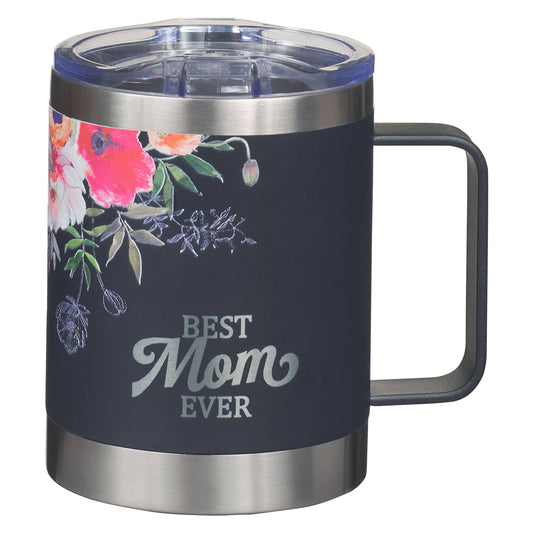 Christian Art Gifts - Mug SS Camp Navy Floral Best Mom Ever