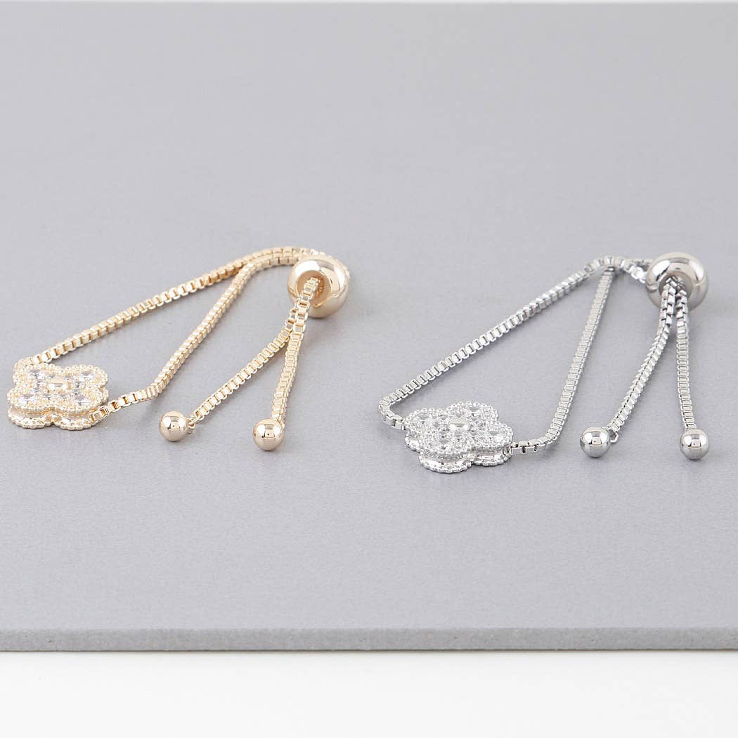 Bejeweled Clover Box Chain Bracelet