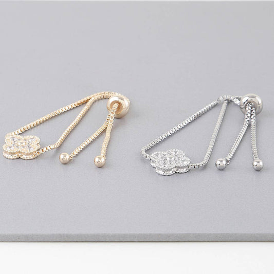Bejeweled Clover Box Chain Bracelet