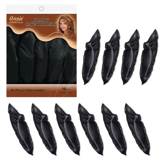 Pillow Satin Rollers Large, 10Ct Black